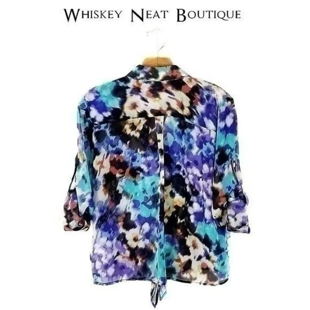 Ellen Tracy Front Tie Knot Button Down Top Small 7 0013 - Picture 4 of 4